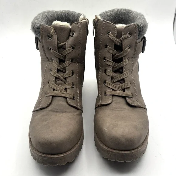 Apres by LAMO Kit Winter Combat Hiker Boots Women's Brown Faux Fur AW1765 Size 8 - Picture 9 of 12